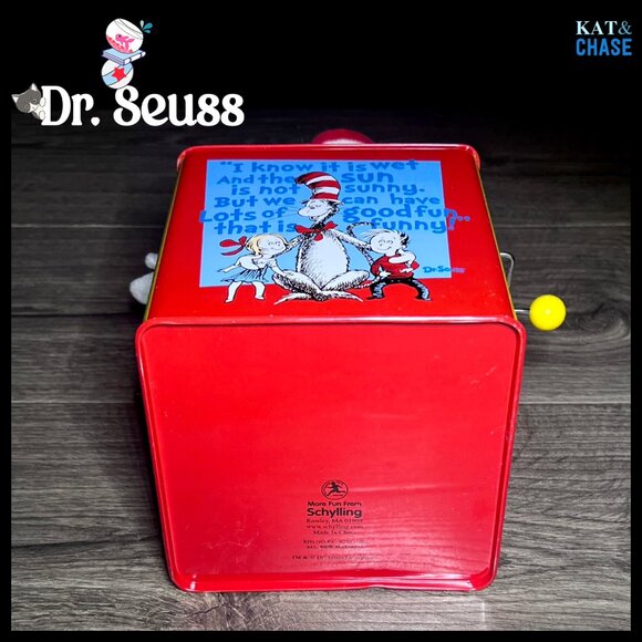 Sold Dr. Seuss Cat In The Hat Jack In The Box Schylling Tin Toy Wind Up Tested - Picture 12 of 12